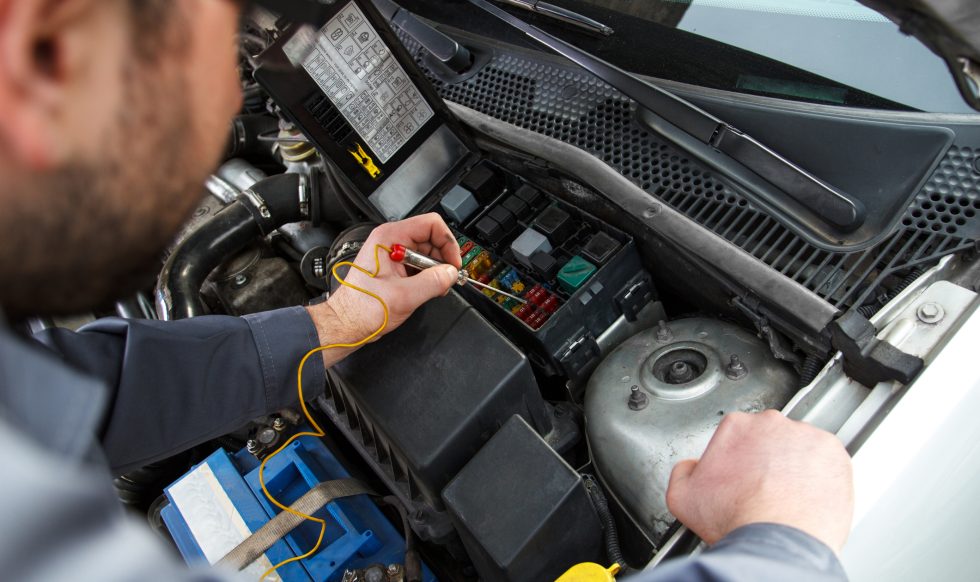 Car electric repair,  Repair of electrical wiring in the car.